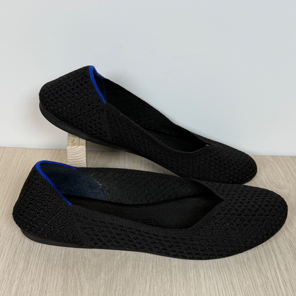 Pointed Toe Flats Rothy's Women 9 Black Knit Sustainable Washable Workwear